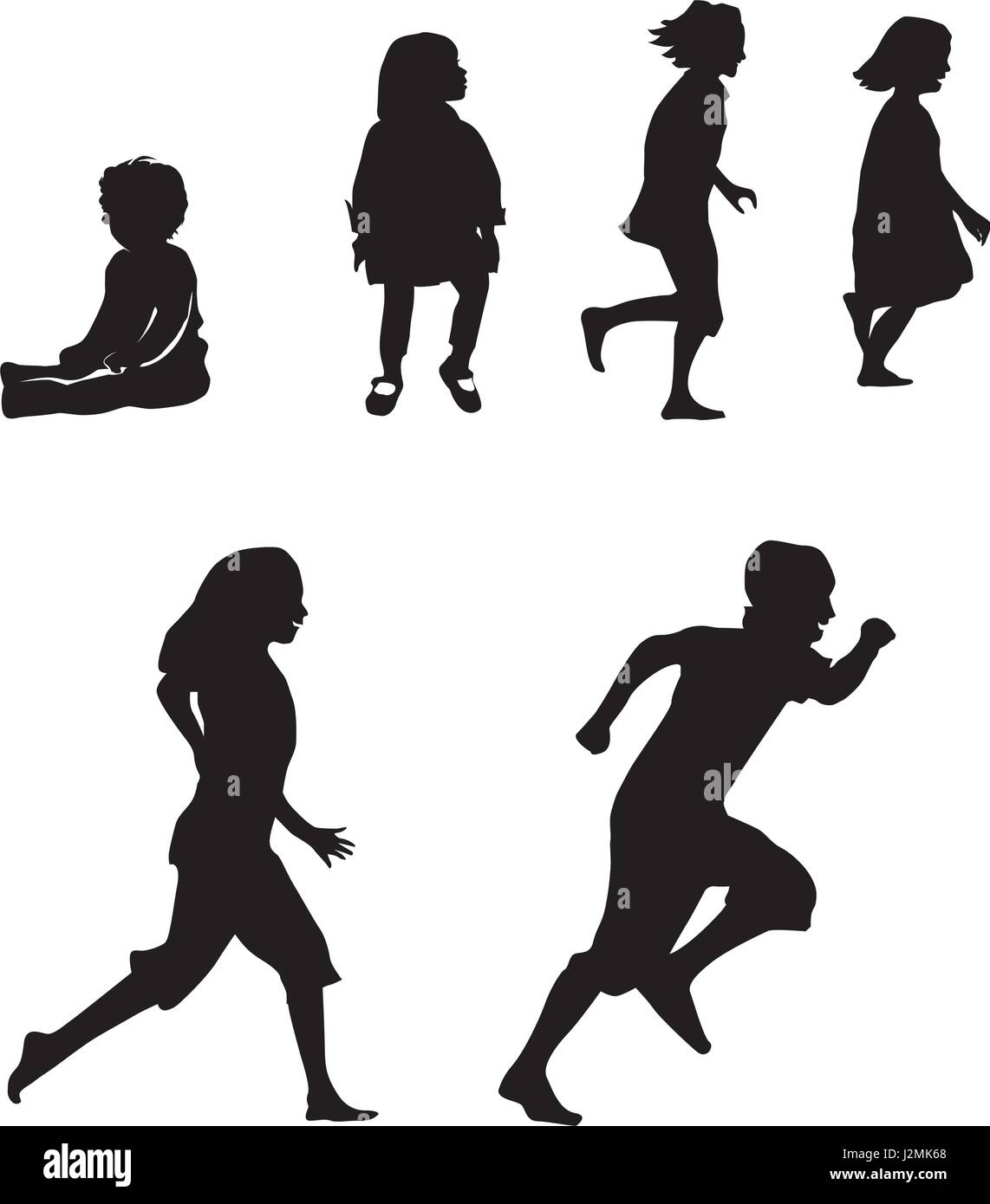Kids running silhouette hi-res stock photography and images - Alamy