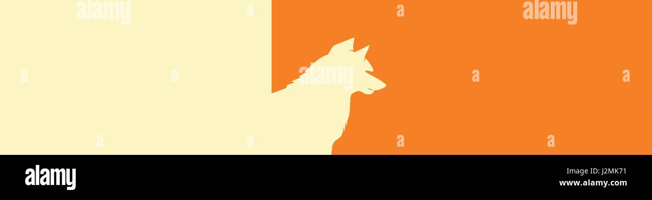 Logo of Pet Dog Silhouette - Minimalist Vector Element on Solid Orange Background with Copyspace Stock Vector