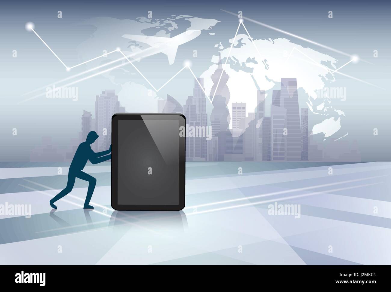 Businessman pushing on touch Stock Vector Images - Alamy