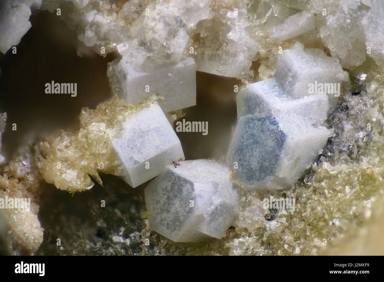 Fluoroapatite crystals from Viitaniemi feldspar quarry, Finland Stock Photo
