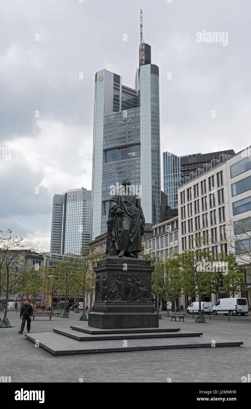 Bronze statue of Johann Wolfgang von Goethe in Frankfurt, Germany Stock Photo