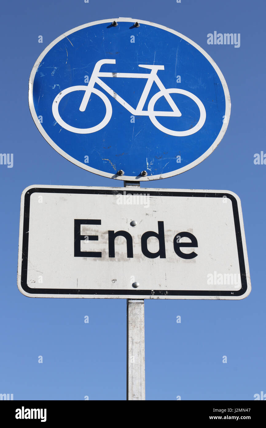 German road sign end of cycle path Stock Photo Alamy