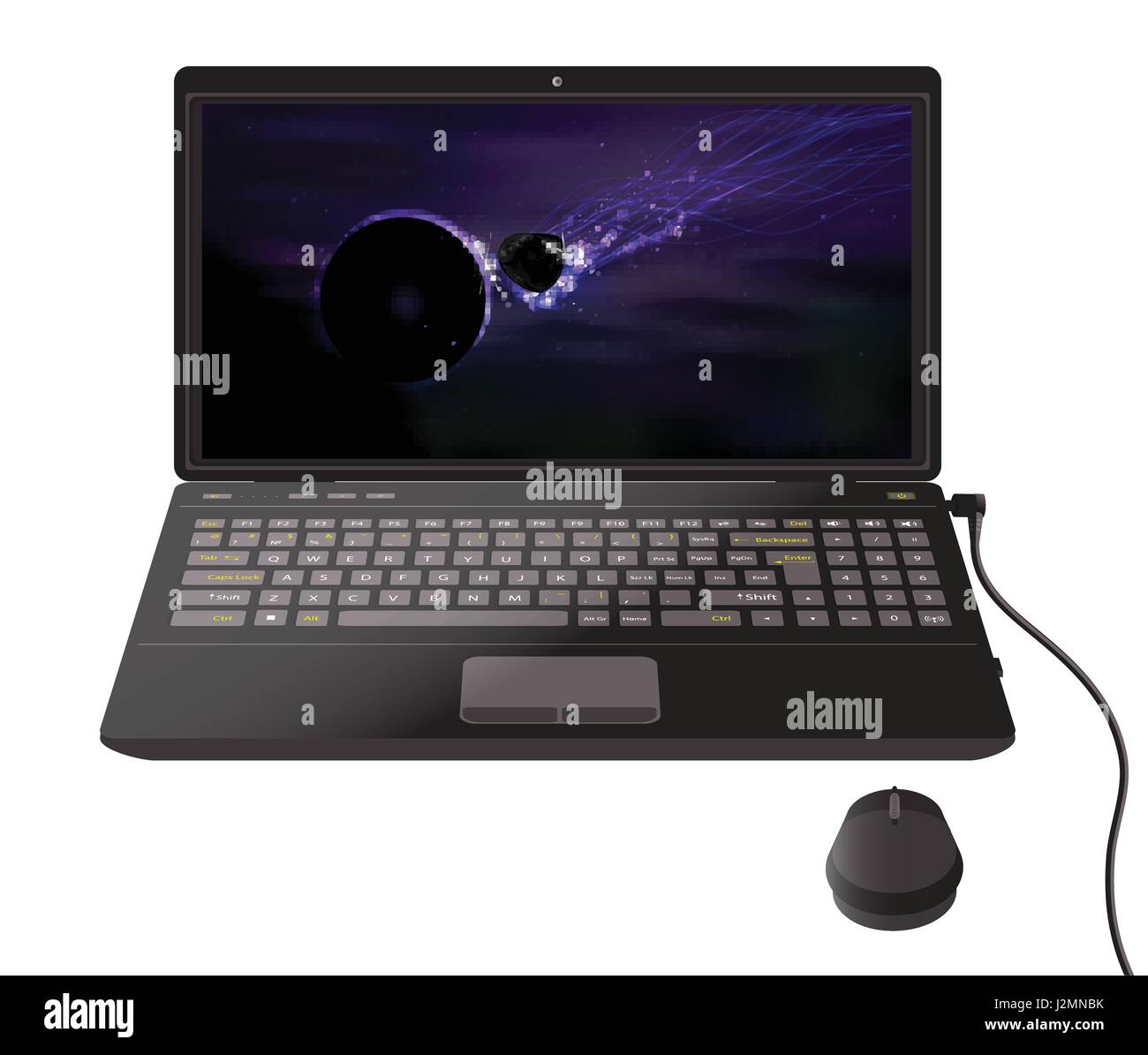 Space wallpaper on a laptop. desktop computer. Illustration for your ...
