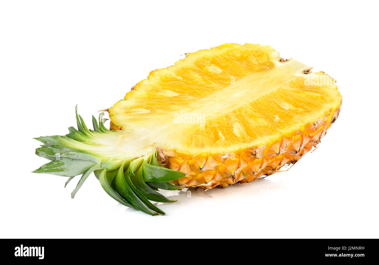 Half of pineapple isolated on white background Stock Photo - Alamy