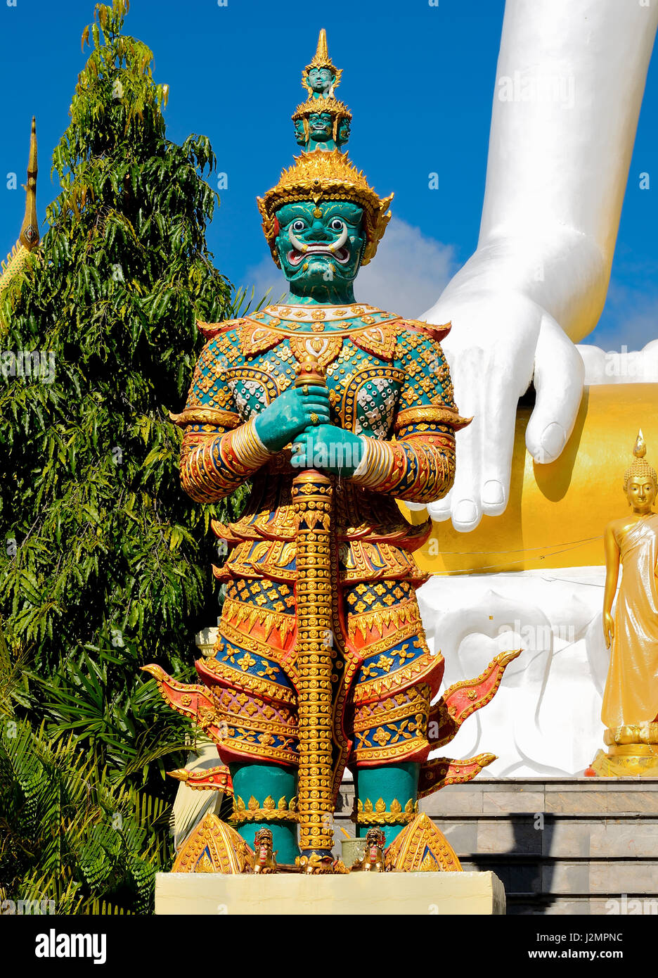 Giant statue Wat Phra That Doi Kham at Chiang Mai,Thai temple Northern Thailand. Stock Photo