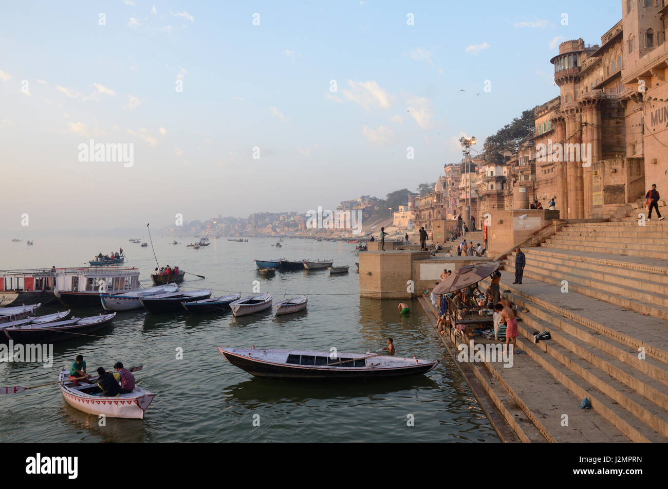 Ritual Bathing in the Ganges River in Varanasi India Stock Photo - Alamy