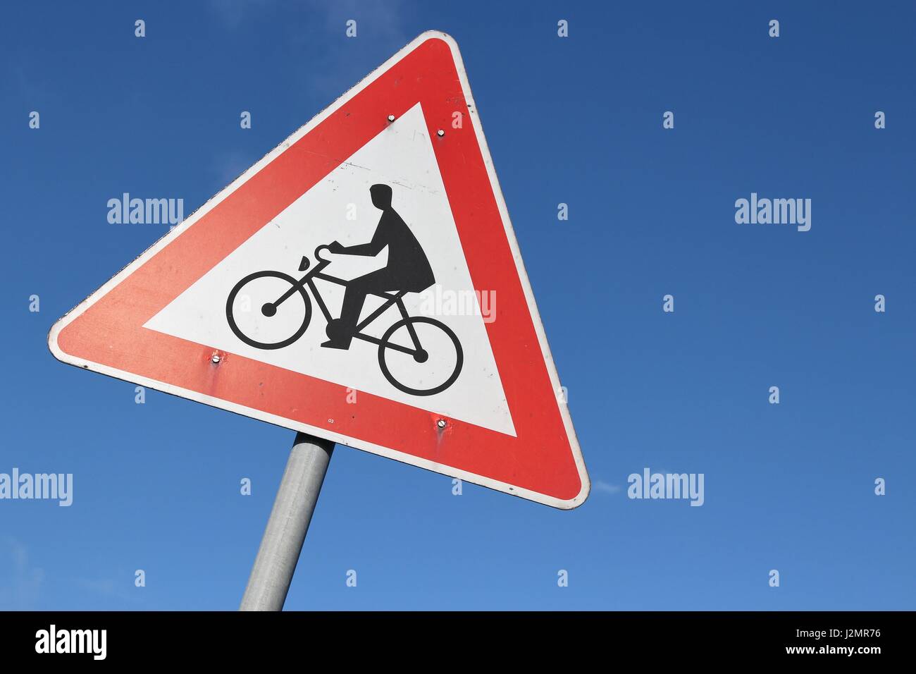 German road sign bicycles crossing Stock Photo Alamy