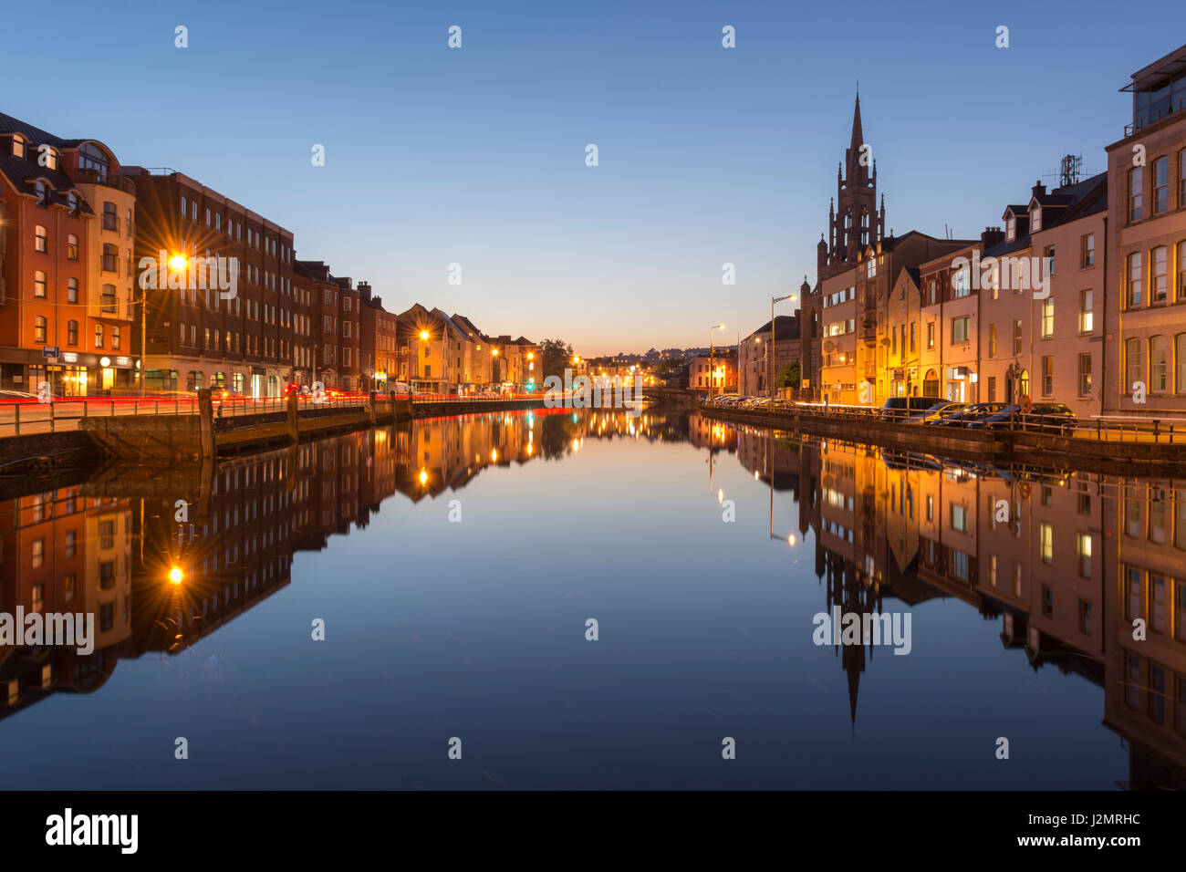 Cork City in Ireland at Night Stock Photo Alamy