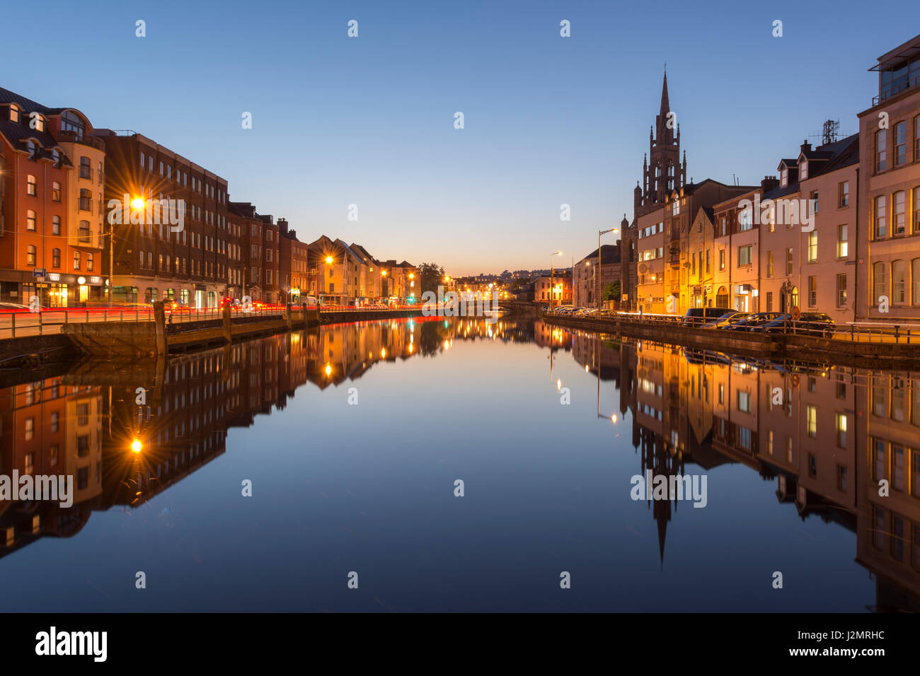 Cork City in Ireland at Night Stock Photo