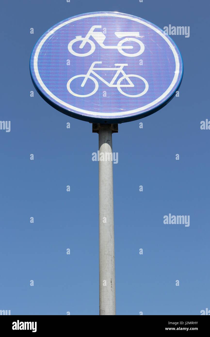 Dutch road sign Route for pedal cycle and mopeds only Stock Photo Alamy