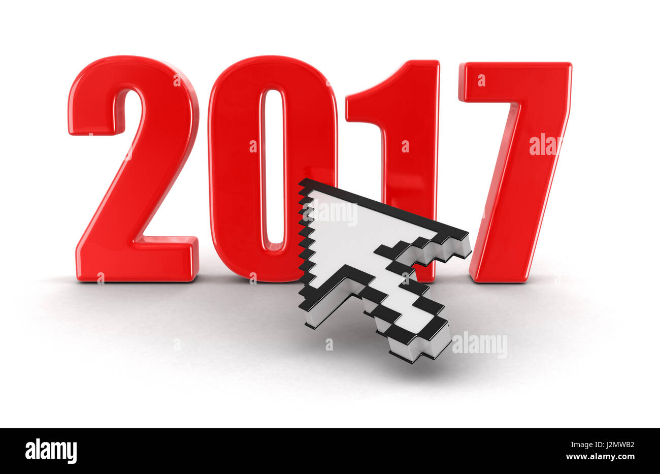 Cursor and 2017. Image with clipping path Stock Photo