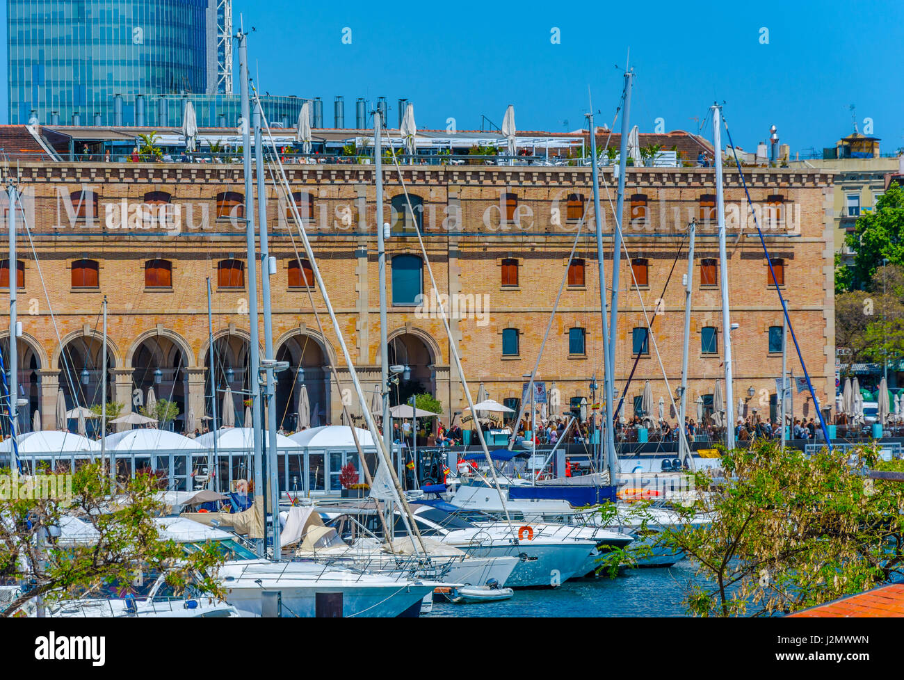 Looking across the harbour at Barcelona at the Museum of Catalan History. Stock Photo