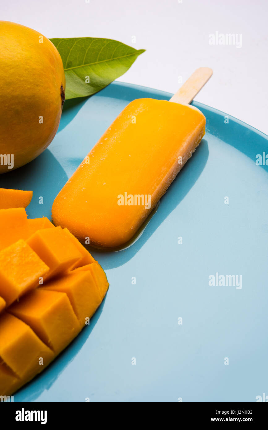 Mango Ice Candy Or Mango Ice Bar Or Kulfi Made Up Of Sweet And Tasty Alphonso Or Hapus Mangos Stock Photo Alamy