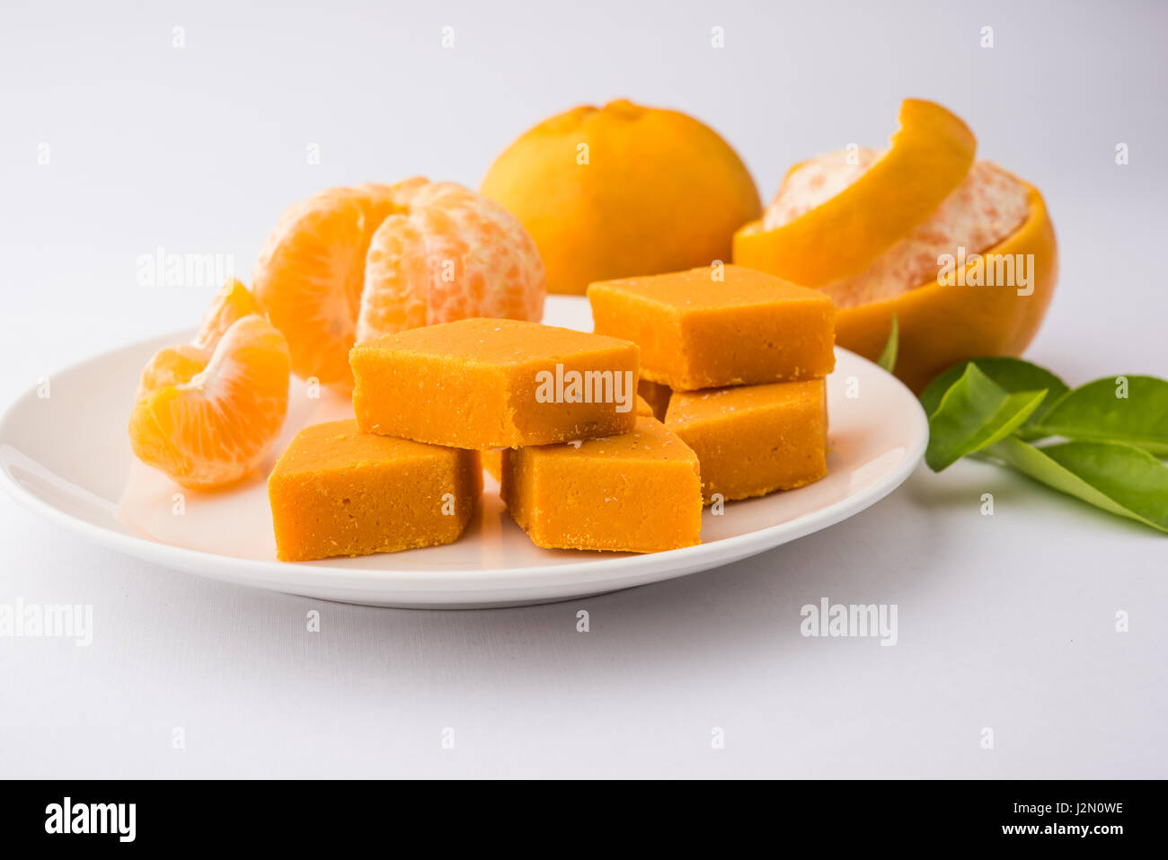 indian sweet food Orange Burfi or orange cake or santra burfi in hindi