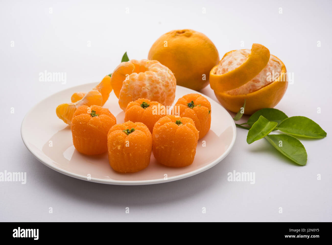 indian sweet food Orange Burfi or orange cake or santra burfi in hindi