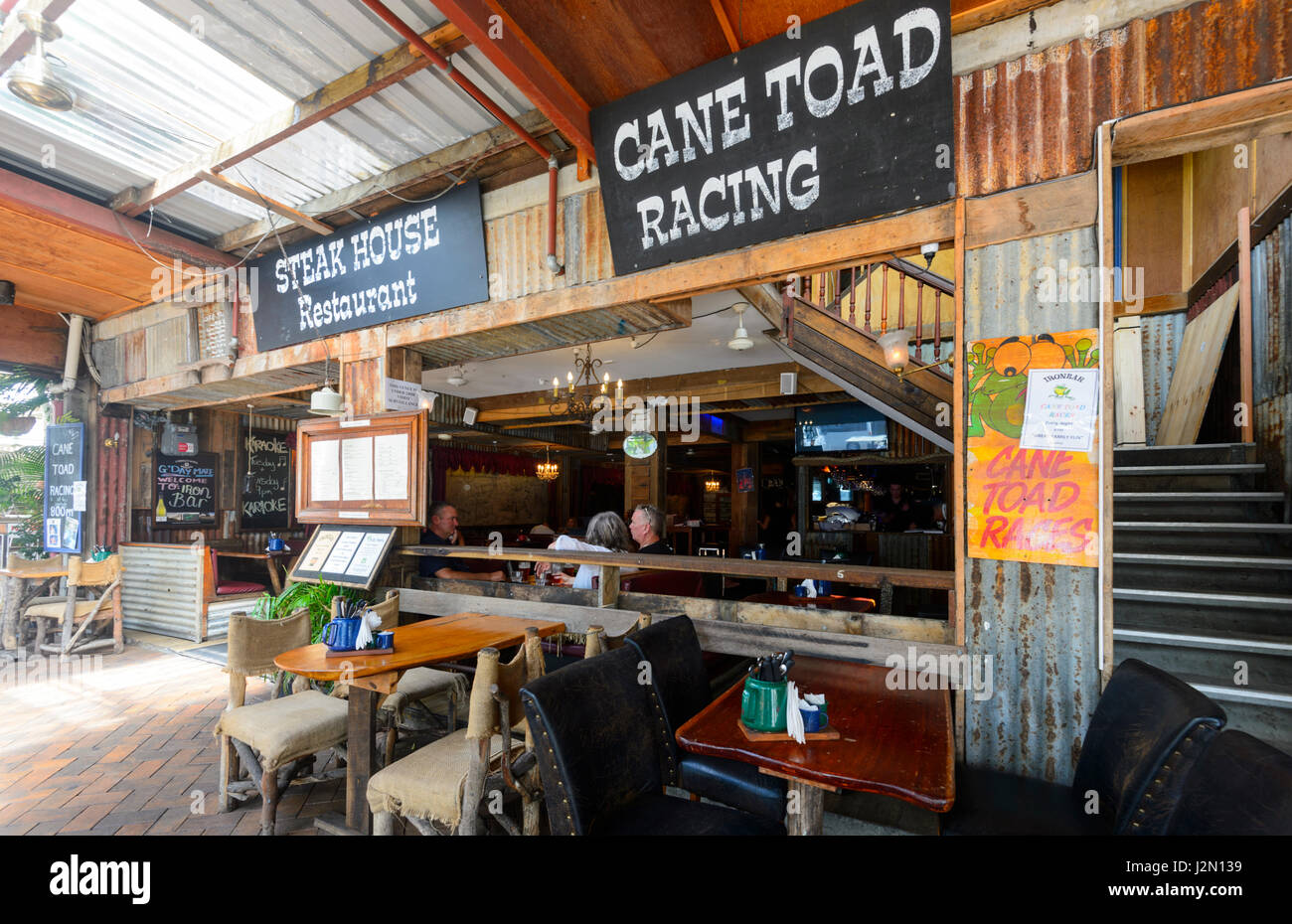 Iron Bar Restaurant on Macrossan Street has Cane Toad Racing, Port
