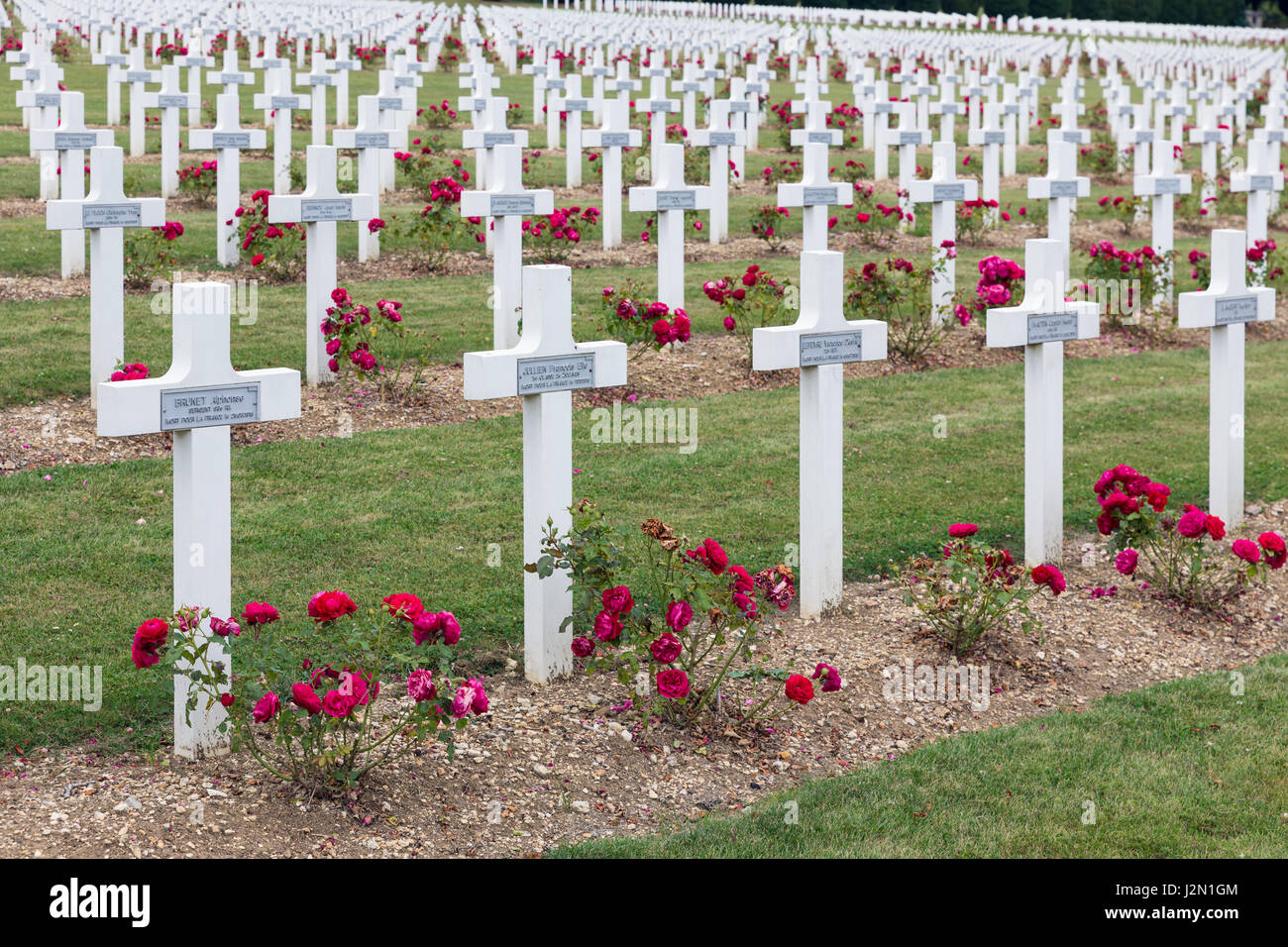 VERDUN, FRANCE - AUGUST 19, 2016: Cemetery for First World War One soldiers who died at Battle of Verdun Stock Photo