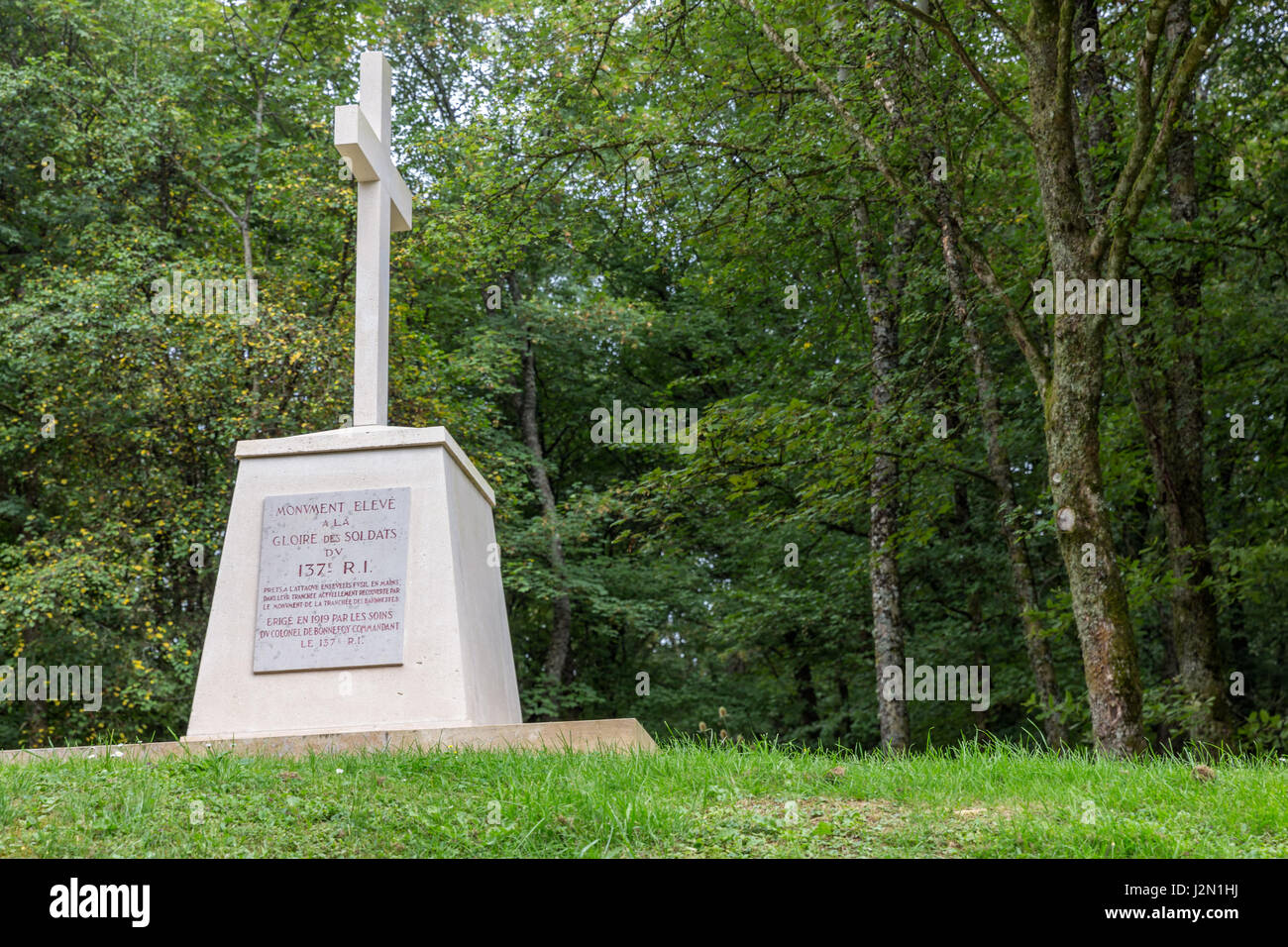 VERDUN, FRANCE - AUGUST 19, 2016: First World War One memorial near Trench of Bayonets at Douaumont, France Stock Photo