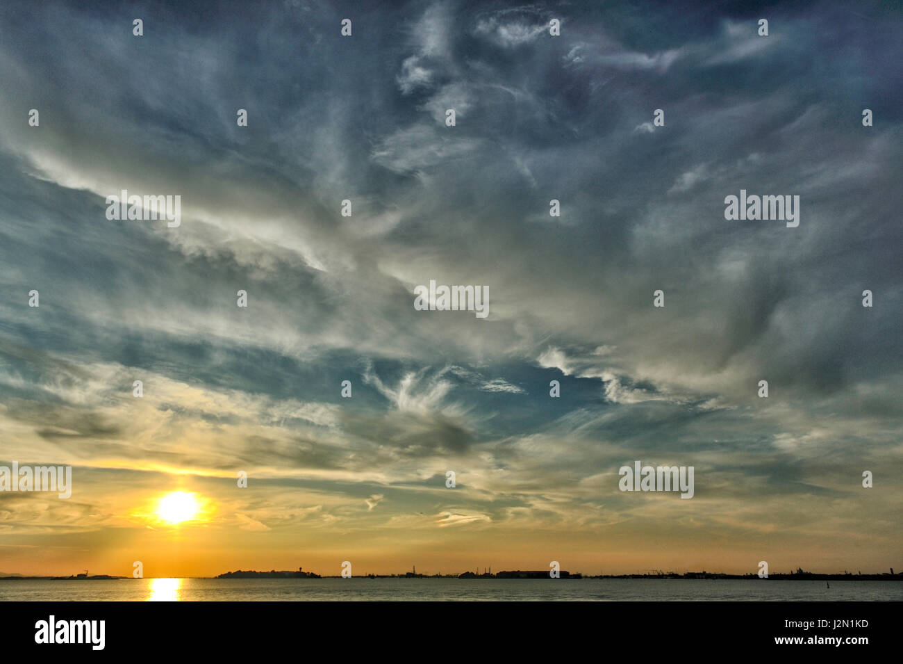 Venice sunset: Venezia laguna landscape postcard Stock Photo - Alamy