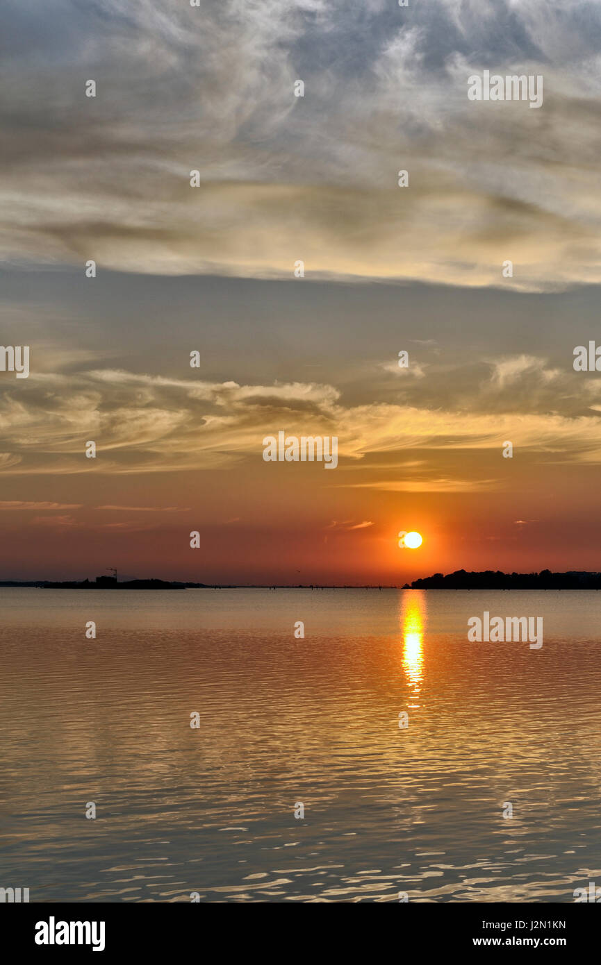Venice sunset: Venezia laguna landscape postcard Stock Photo - Alamy