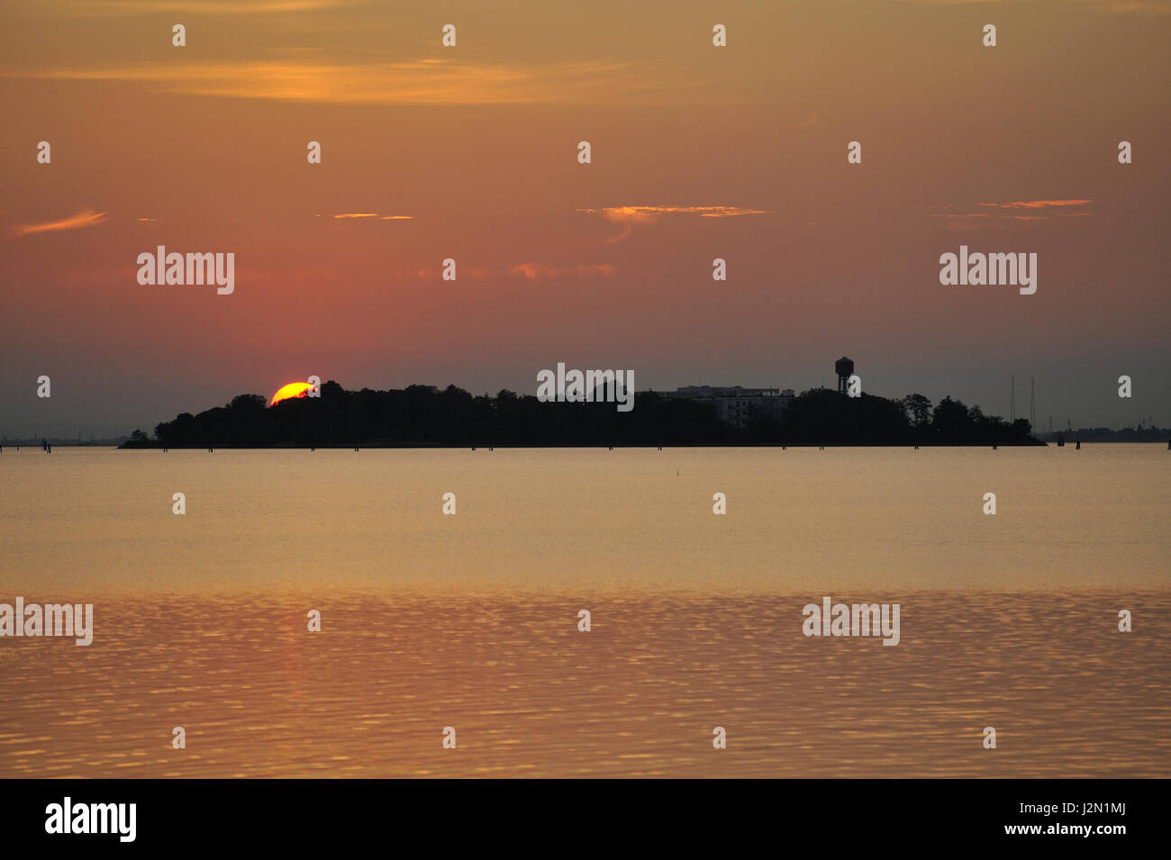 Venice sunset: Venezia laguna landscape postcard Stock Photo - Alamy