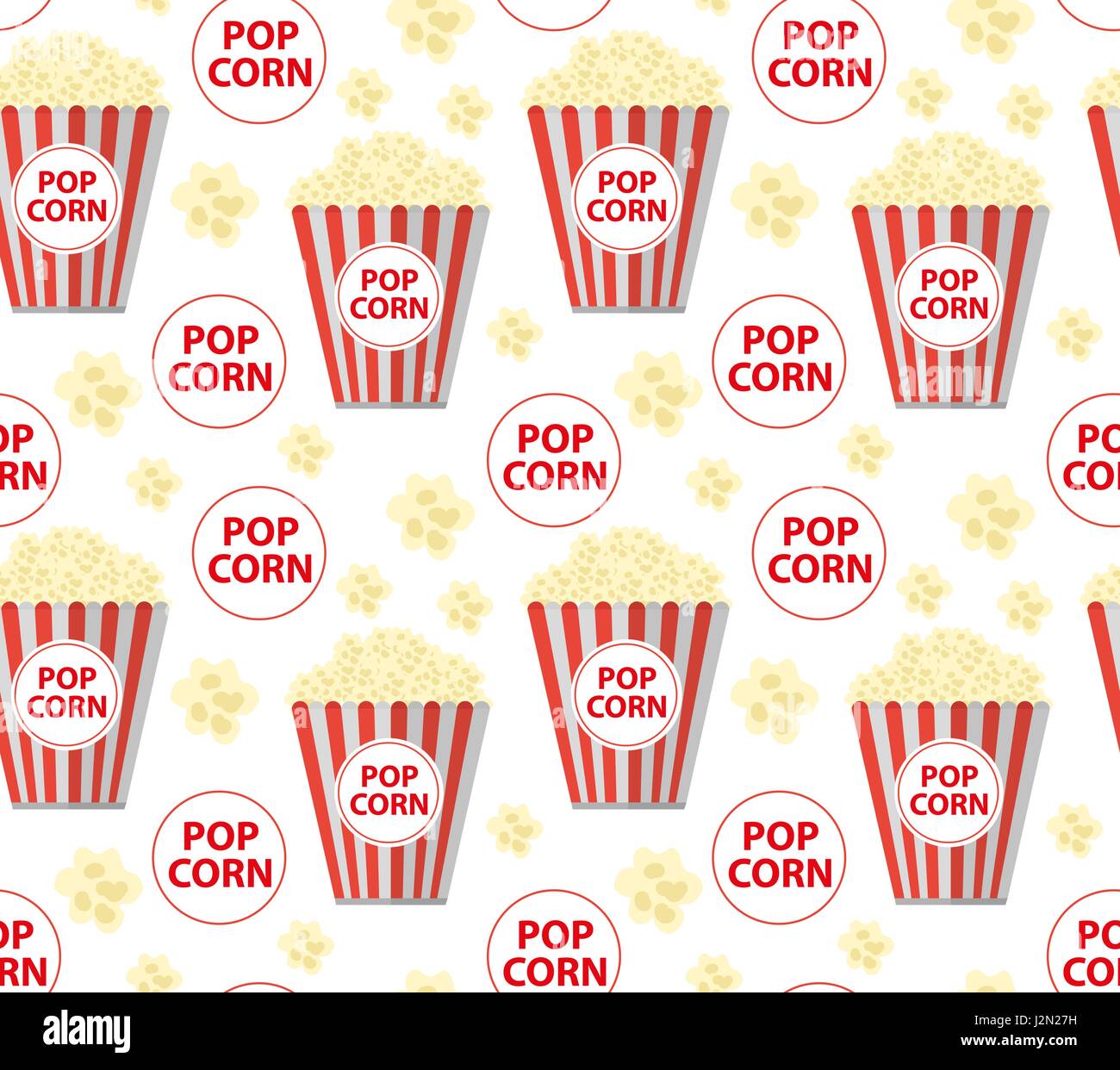 Popcorn seamless pattern, endless texture. Repeating background. Vector