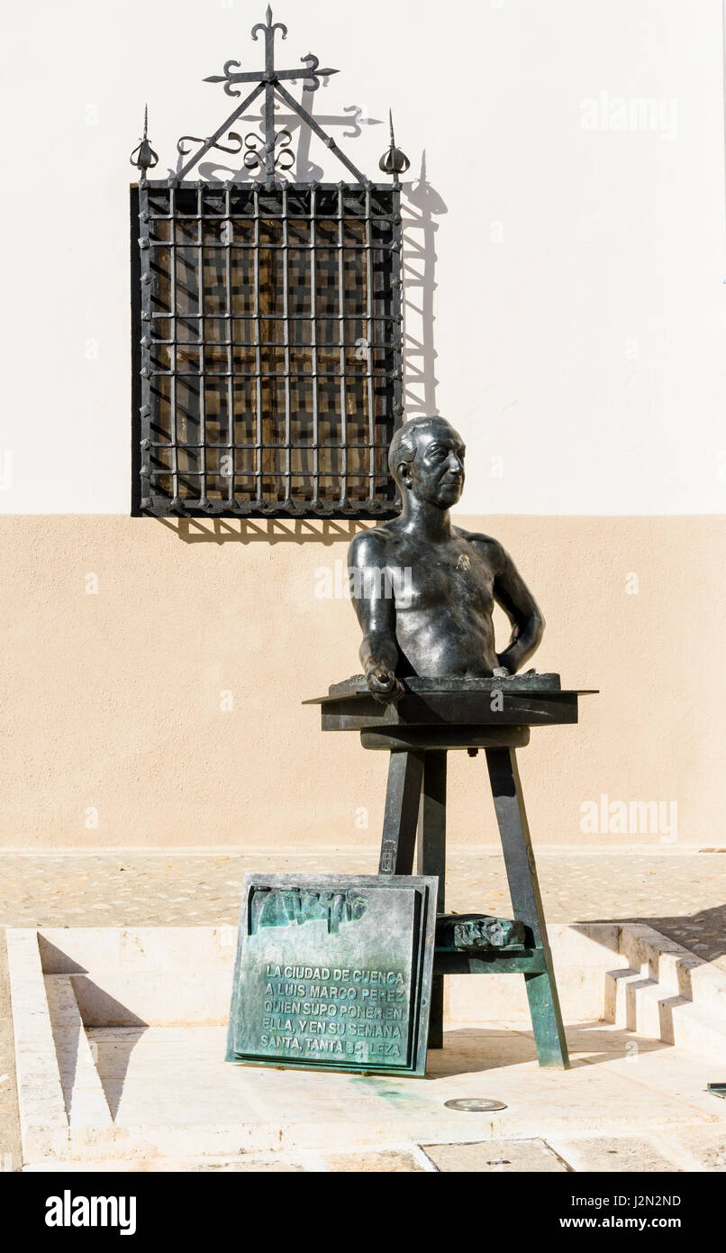 Sculpture of Luis Marco Pérez famed Spanish sculptor and religious imager, Cuenca, Castilla La Mancha, Spain Stock Photo