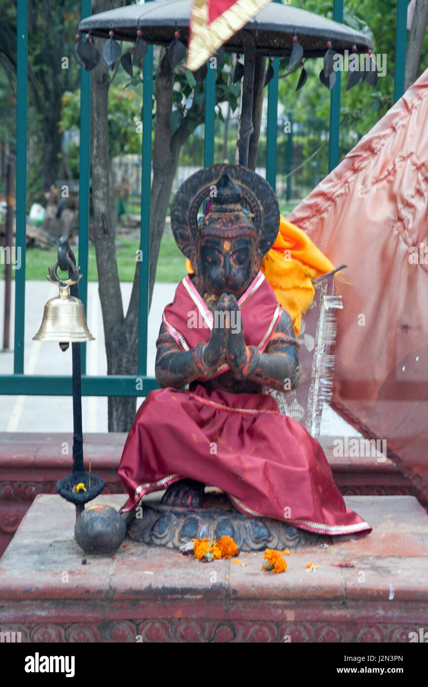 Religious statue of the monkey god in a Buddhist temple Patan ...