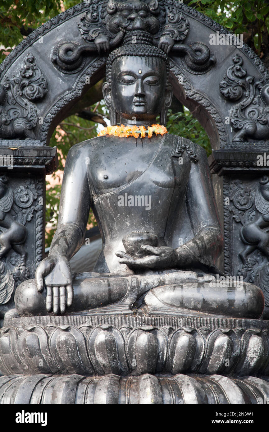 Black Buddha statue, Nag Bahal or Nagbahal, Patan, Kathmandu, Nepal