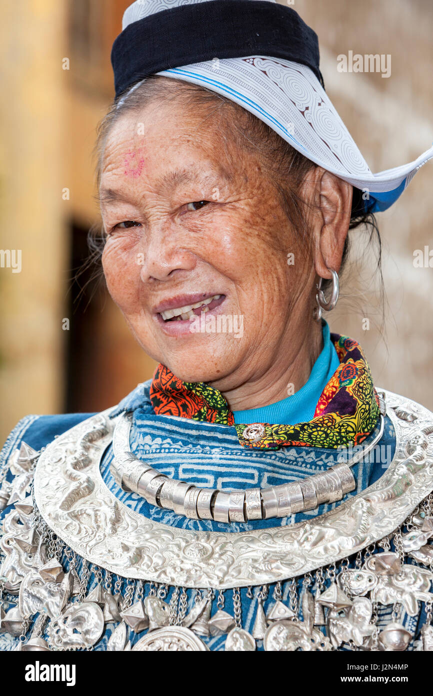 Matang, a Gejia Village in Guizhou, China. Middleaged Gejia Woman in