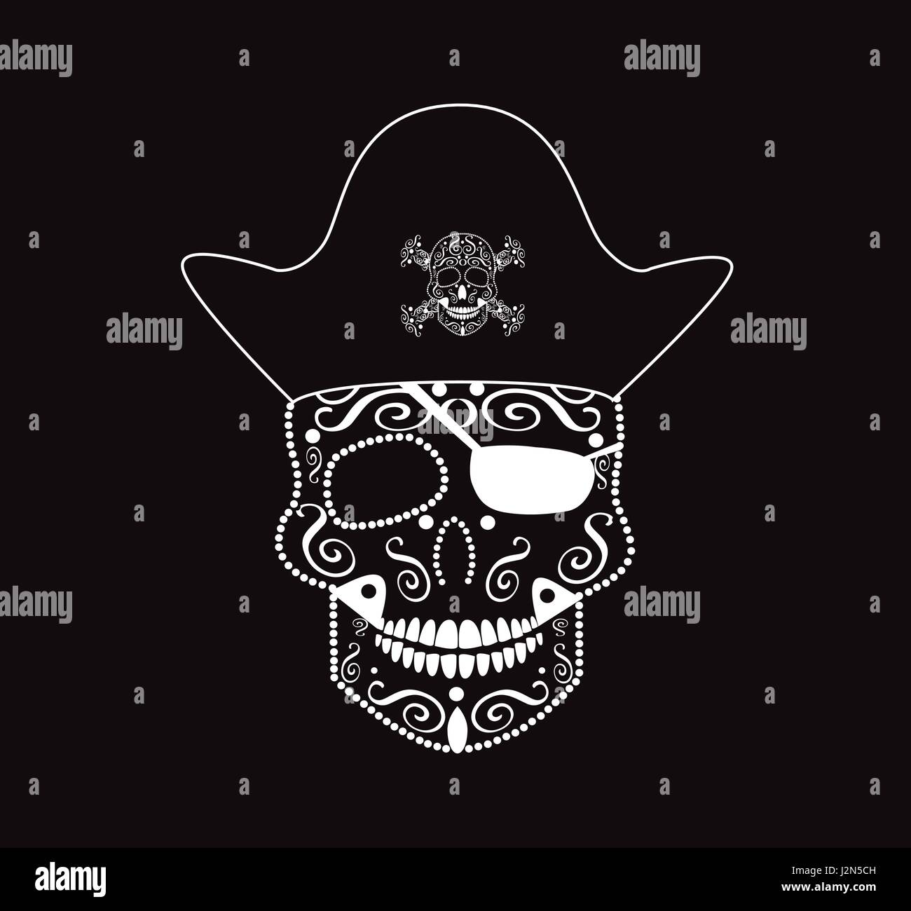Pirate skull with ornament details vector Stock Vector Image & Art - Alamy