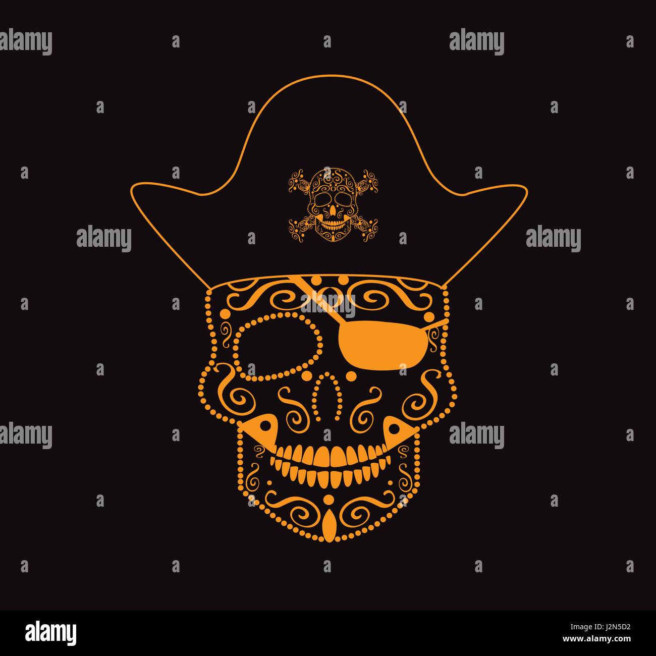 Pirate skull with ornament details vector Stock Vector Image & Art - Alamy