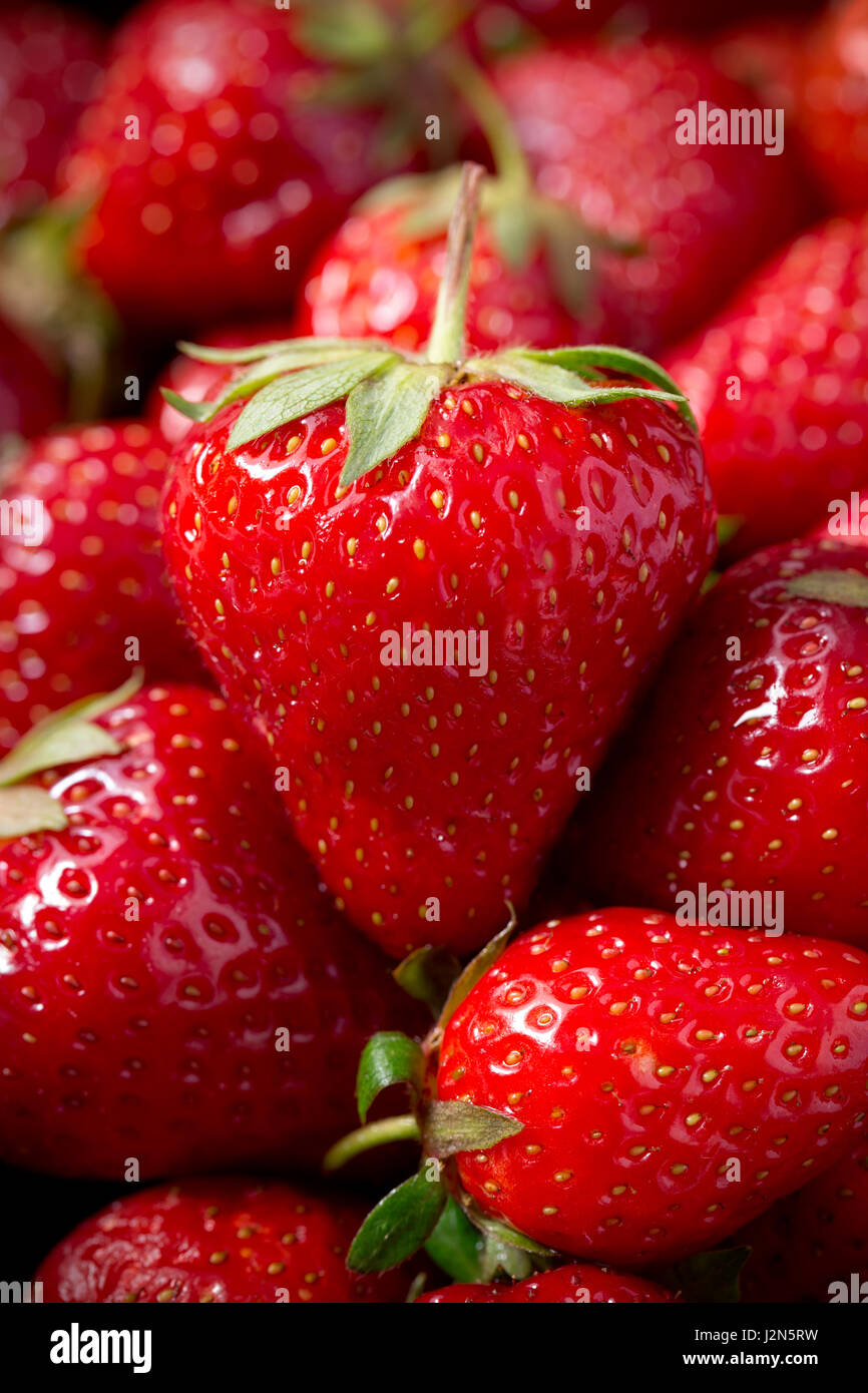 Fresh strawberry background, ripe strawberry in close-up Stock Photo ...