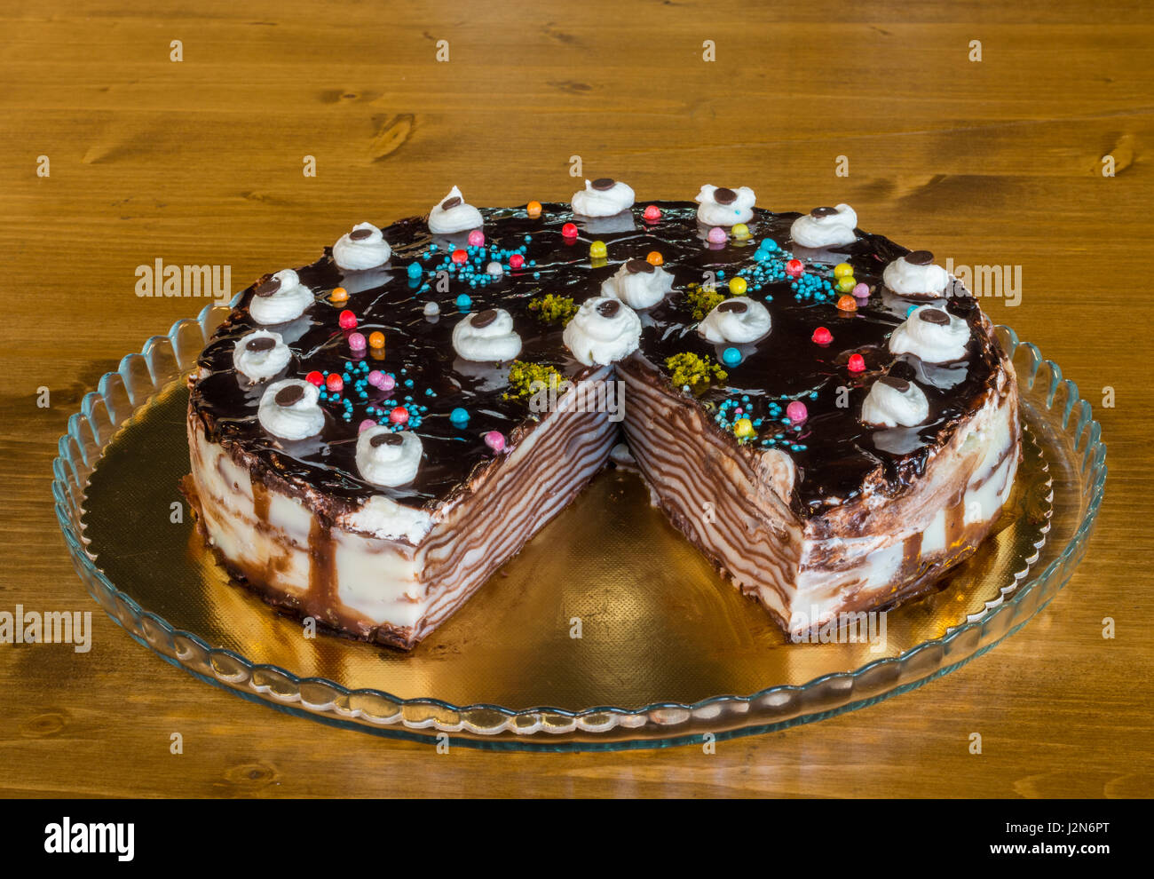 Sliced thousand layers cake, famous French cake Stock Photo Alamy