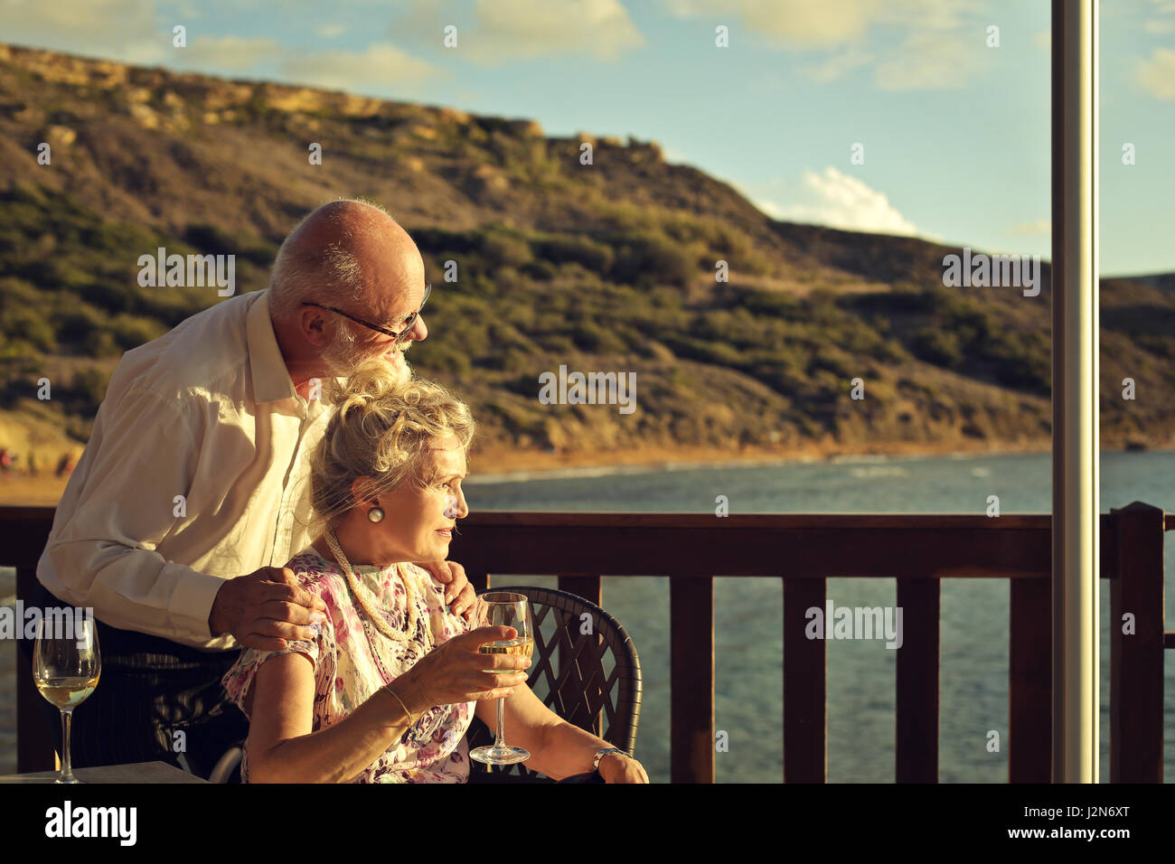 Old couple relaxing together Stock Photo