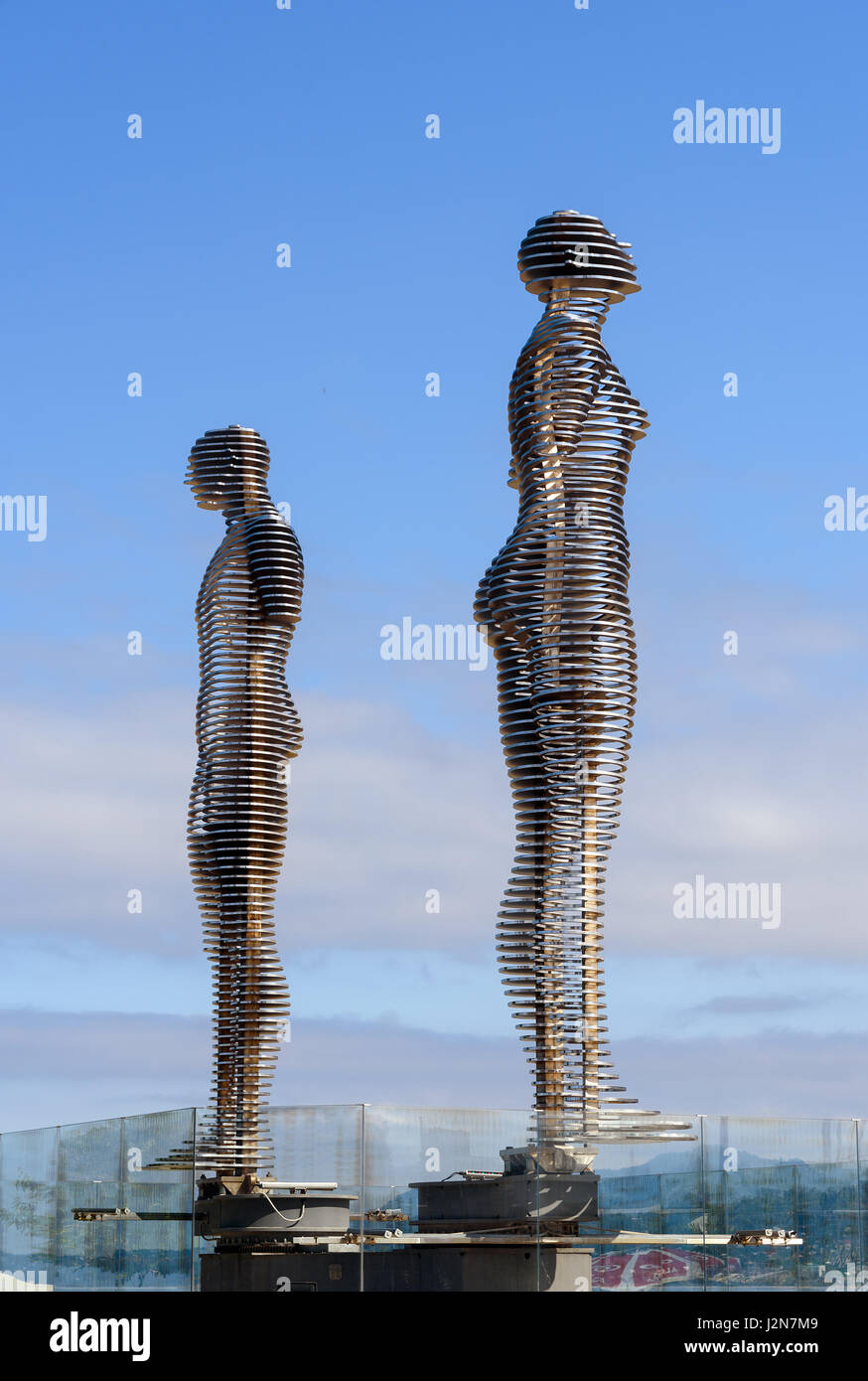 Batumi, October 04, 2016 Moving sculpture Ali and Nino. Statue of eternal love and