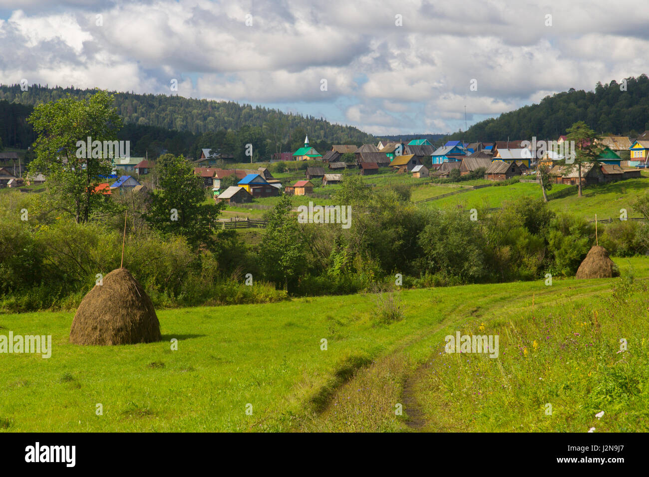 Panoramic view of Russian countryside Stock Photo