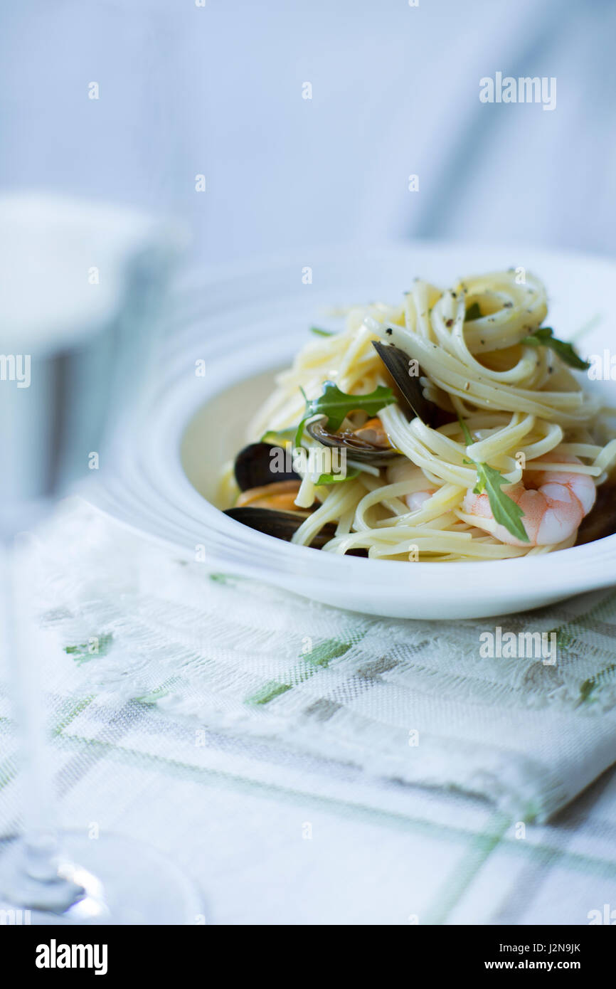 Seafood Linguini Stock Photo