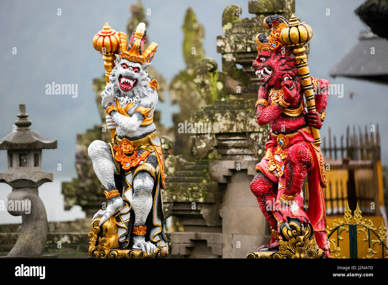 Deva Pala Dvarapala in Hindu temple, two demon statue, Bali, Indonesia Stock ...