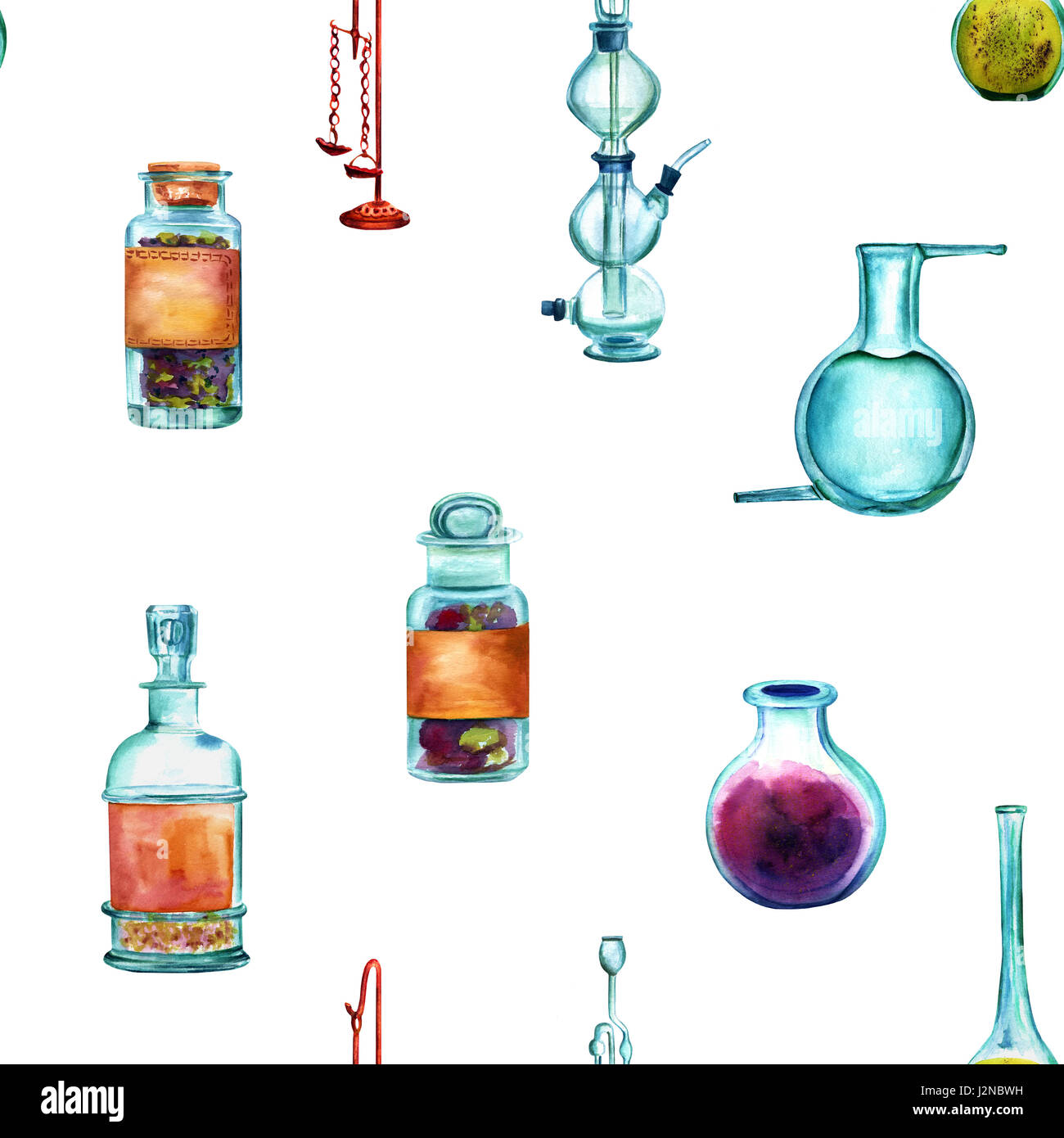 Vintage Science seamless background pattern with chemistry objects ...