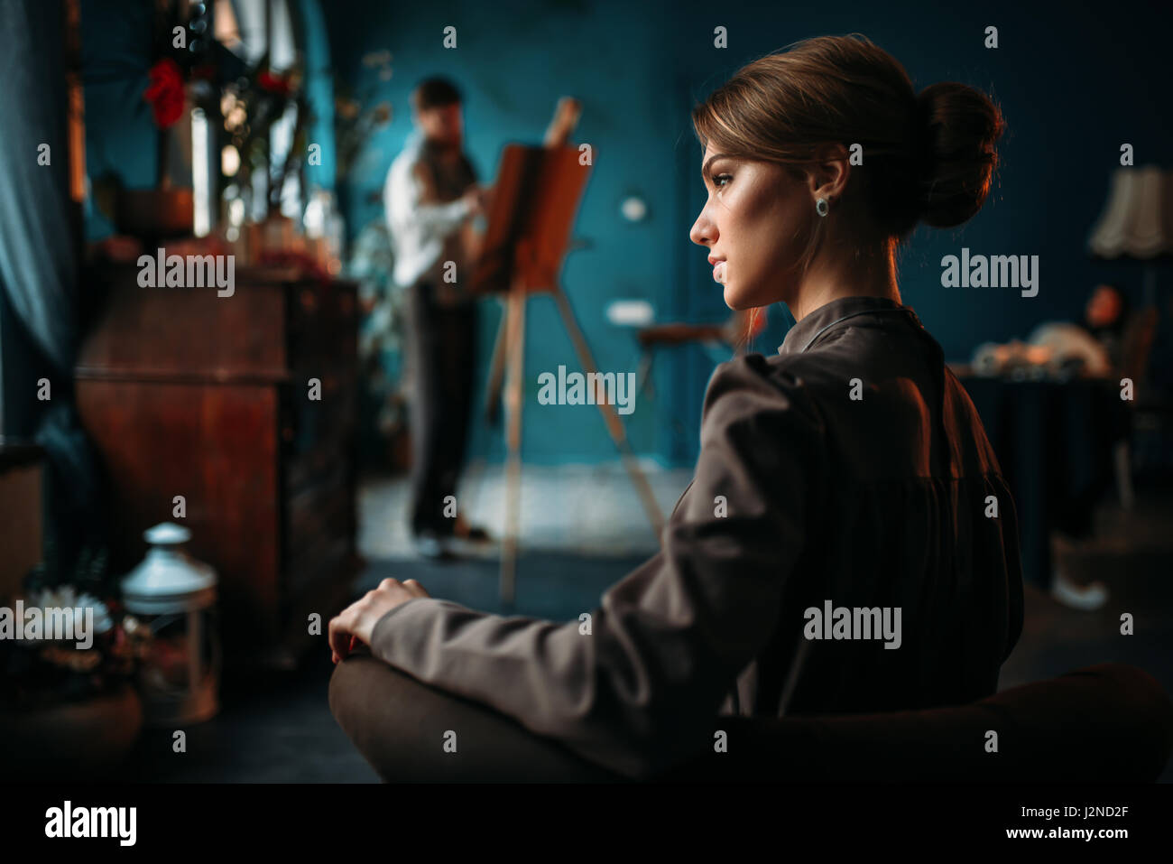 Beautiful picture on easel hi-res stock photography and images - Alamy