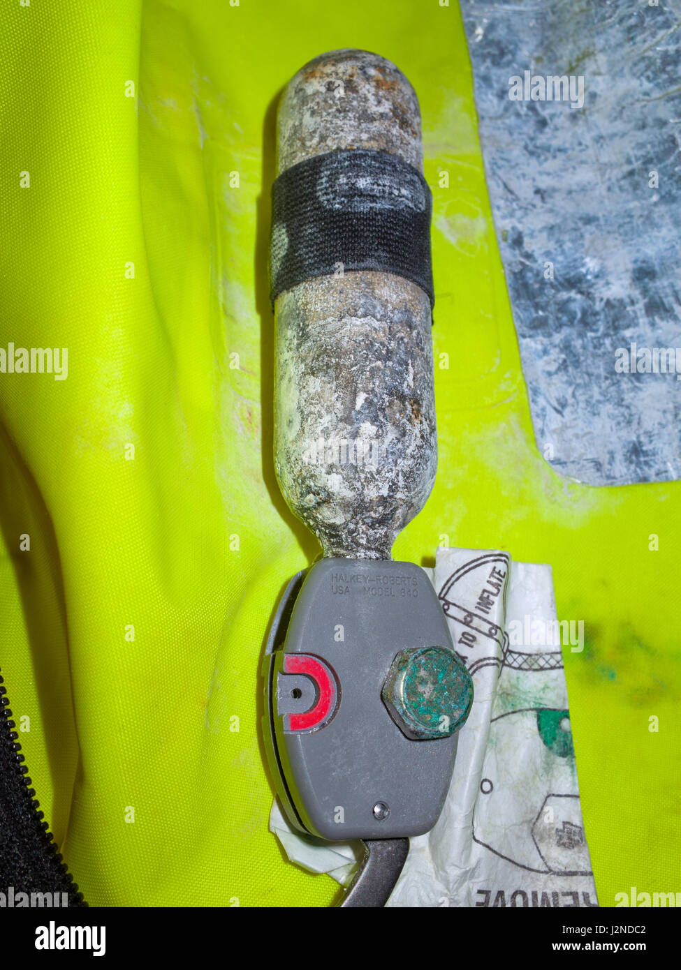 Corroded Gas Cylinder Lifejacket Inflator Uk Stock Photo Alamy
