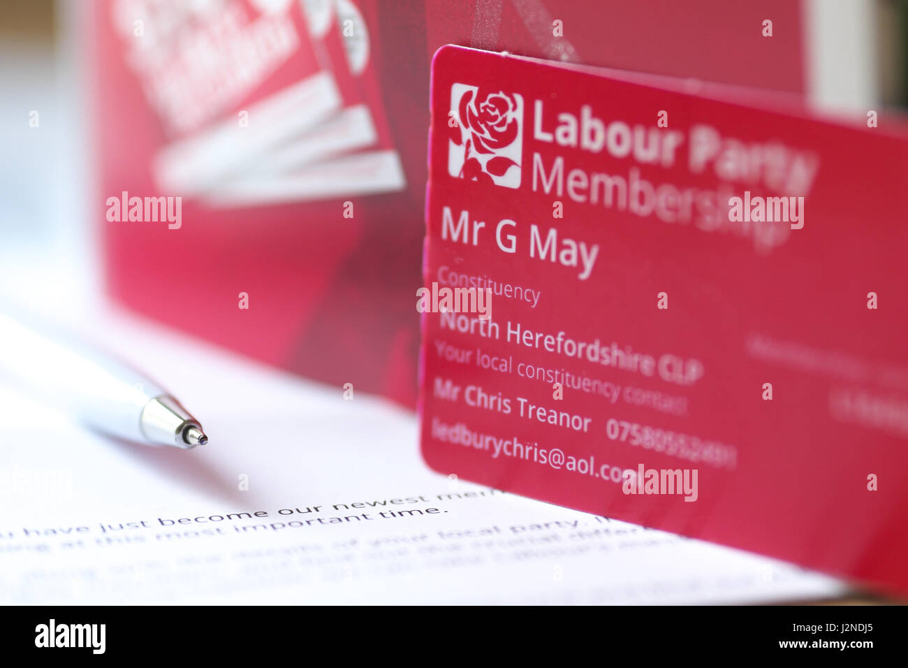 Labour Party membership card and welcome pack 2017 Stock Photo