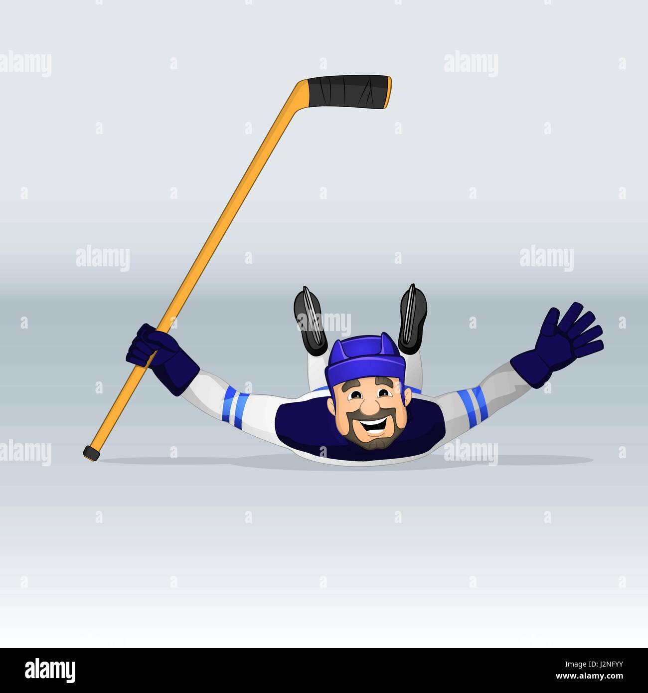 Finland ice hockey team player sliding drawn in cartoon style Stock