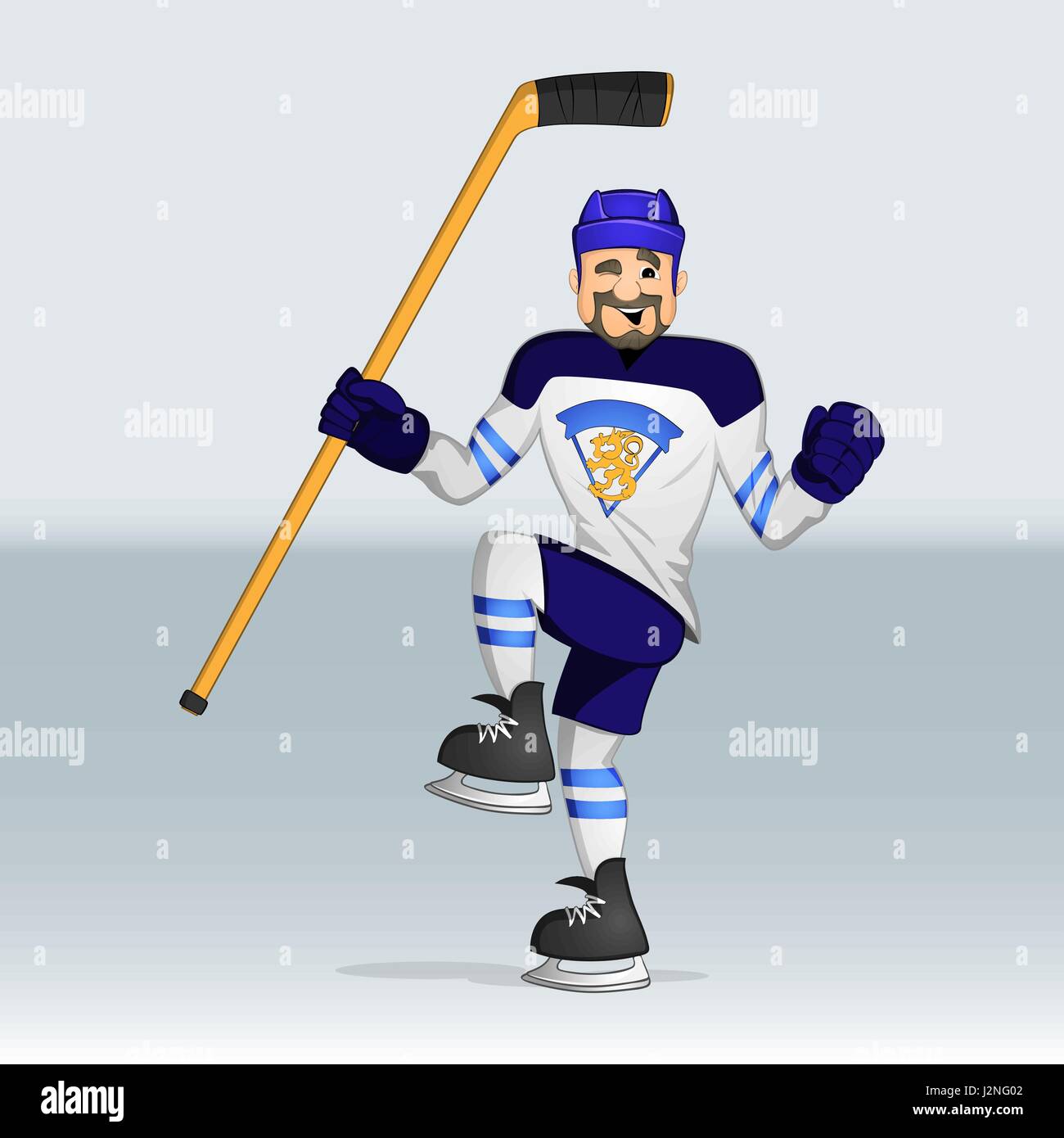Finland ice hockey team player drawn in cartoon style Stock Vector