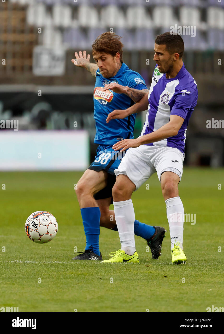 BUDAPEST, HUNGARY - MAY 7, 2016: Bojan Sankovic (R) Of Ujpest FC