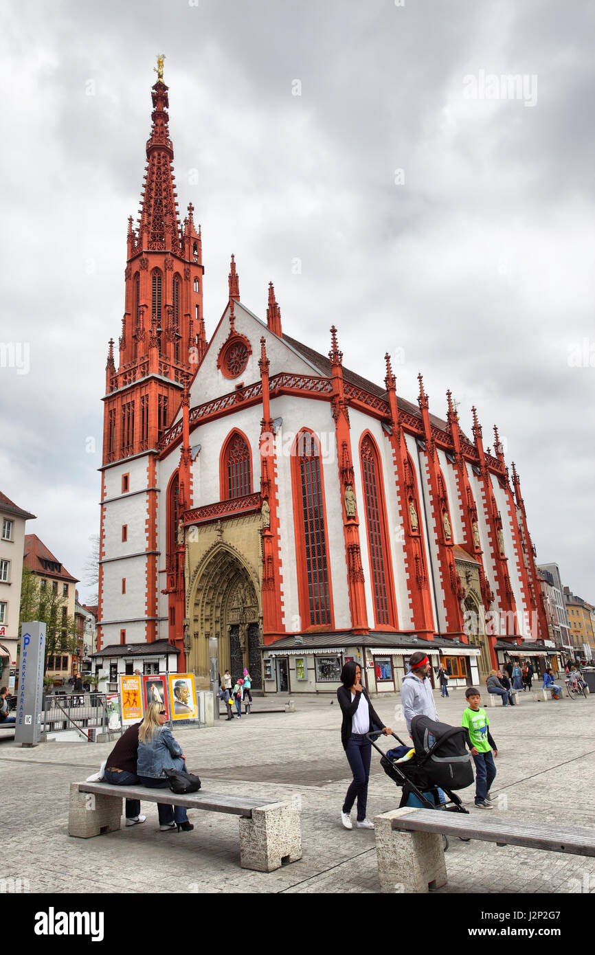 Wurzburg, Germany - April 21, 2013: Church of Our Lady (Marienkapelle) in Wurzburg. Wide angle shot Stock Photo