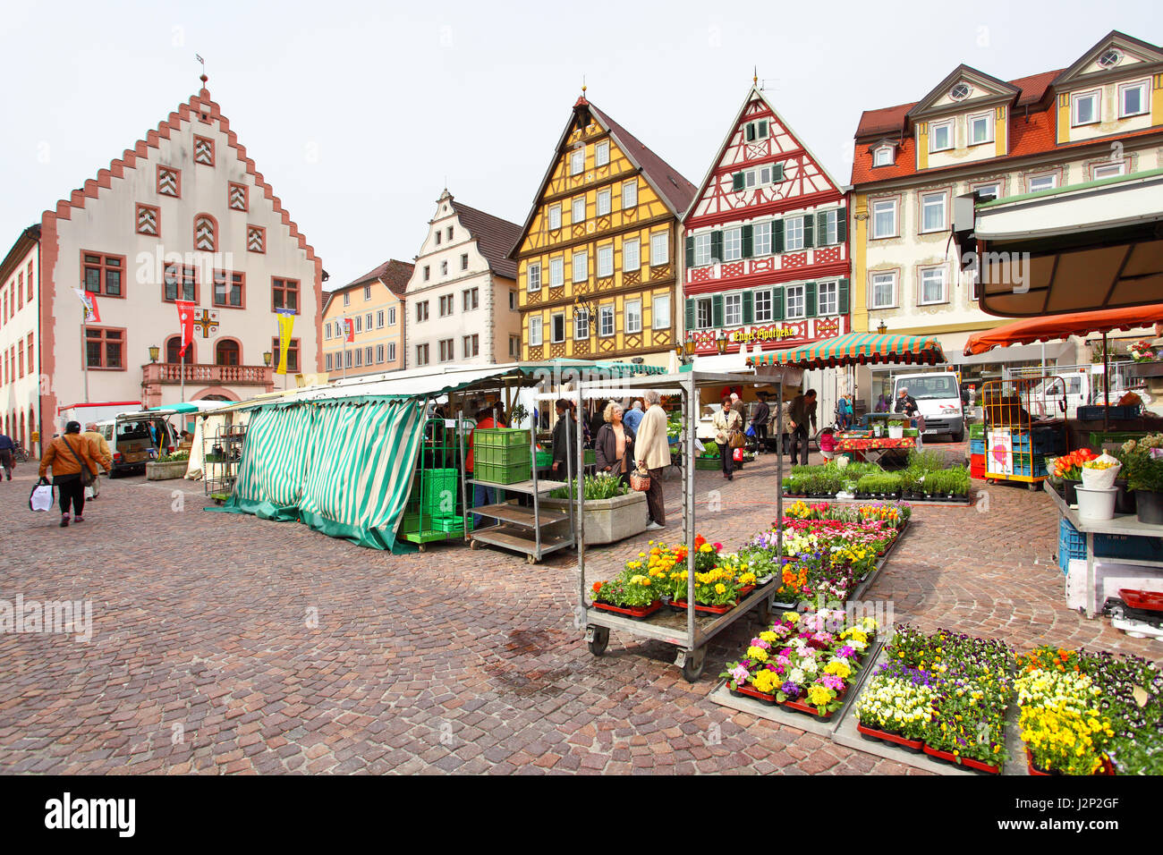 Bad Mergentheim, Germany - April 23, 2013: Marketplace of Bad Mergentheim town in Germany Stock Photo