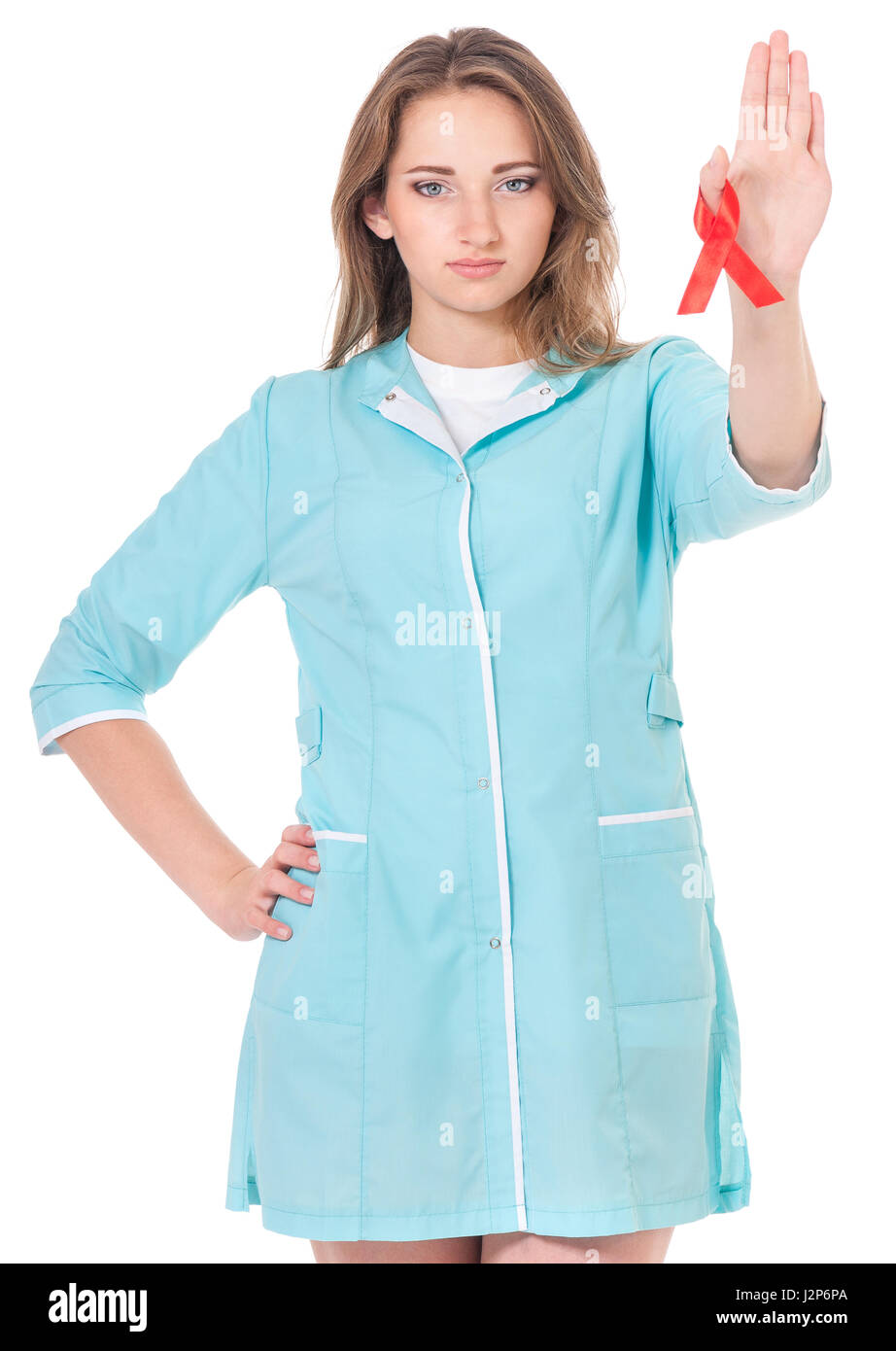 Female doctor on white  Stock Photo