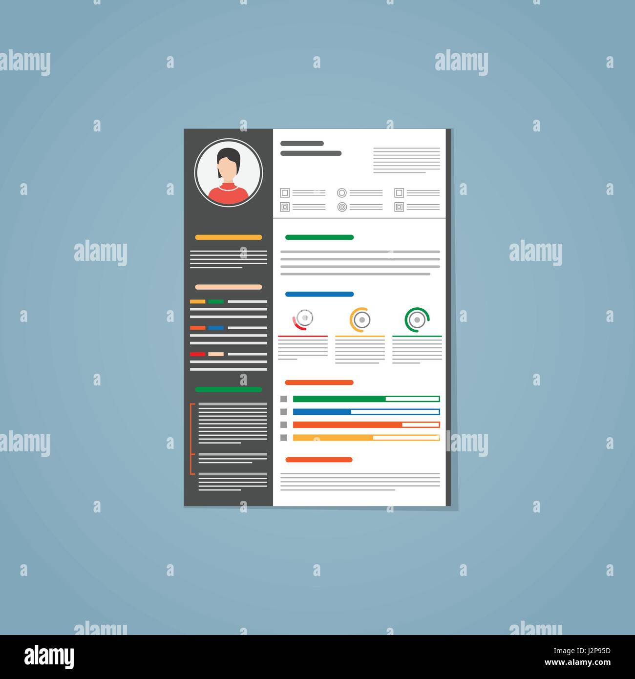 Resume with black strip Stock Vector